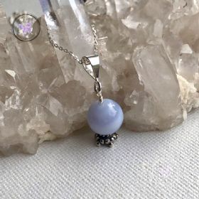 Blue Lace Agate Crystal Ball Pendant